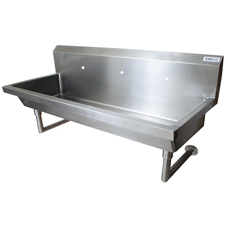 Bk Resources 72" Wall Mount Three Station Handwash Sink, Single Hole Splash Mount MSHS-72W1